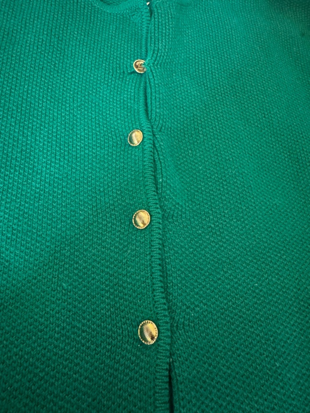 Green Button-Front Crewneck Cardigan Sweater - Picture 4 of 4